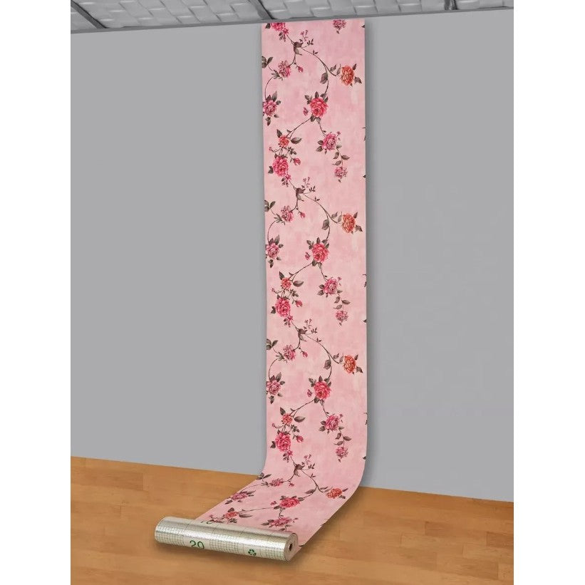Rola Autoadeziva Pentru Perete, Din Panza, 10 M, Rezistenta La Umezeala, 2.5 Mm Grosime, Model Trandafiri, Roz - vivimall.ro