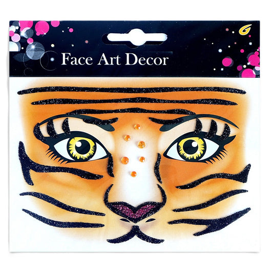 Sticker Temporar pentru Fata, Vivimall, pentru Machiaj, Face Art, Halloween, Teatru, Model Tigru, Maro - vivimall.ro