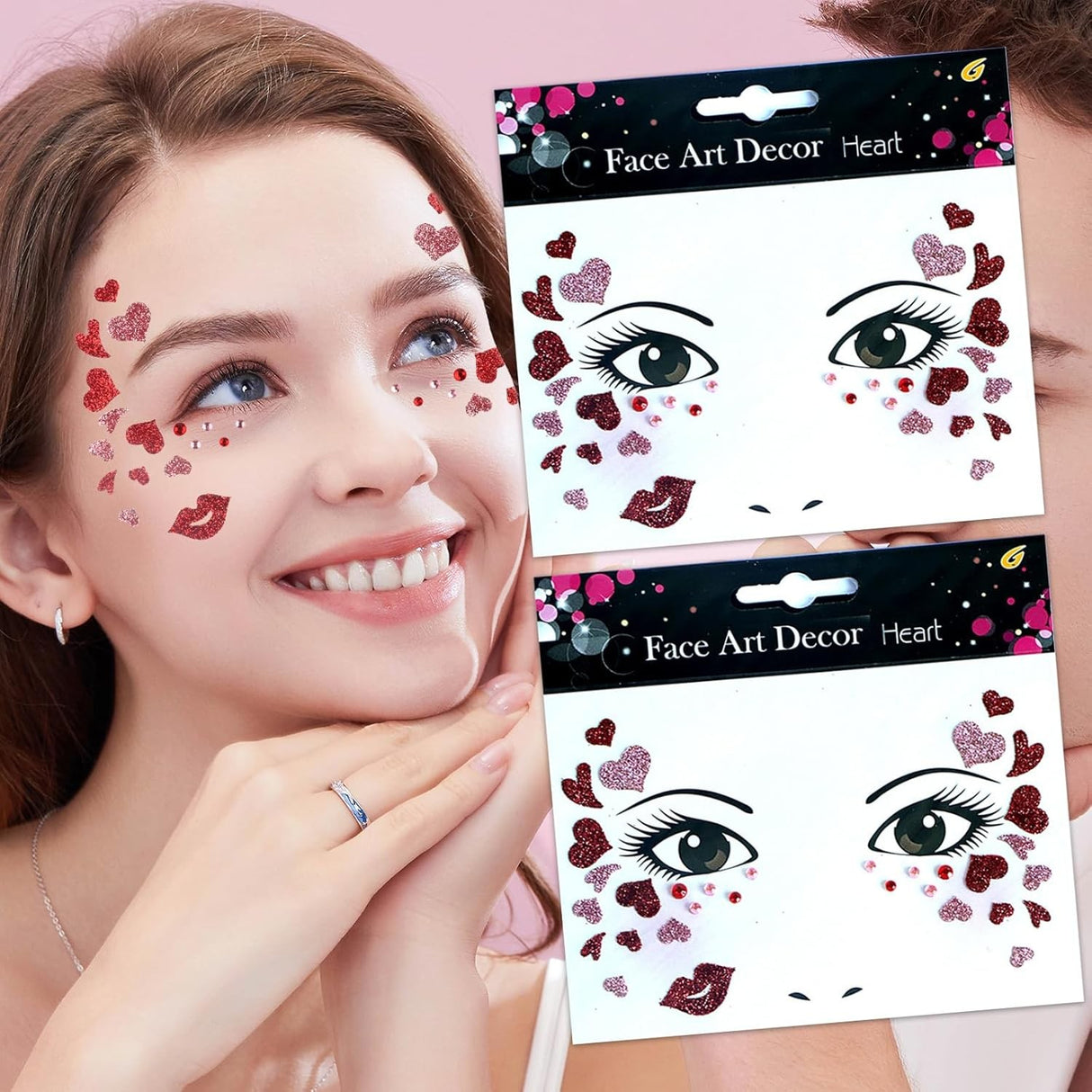 Sticker Temporar Pentru Fata, Pentru Machiaj, Face Art, Halloween, Teatru, Tema Ziua Indragostitilor - vivimall.ro