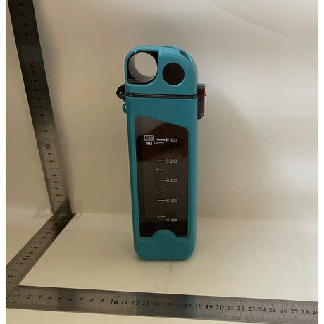 Sticla de Apa pentru Sport, Vivimall, 350 ml, cu Pai si Capac, 23x7x4.4 cm, Buton de Blocare, din PC, Bleu - vivimall.ro