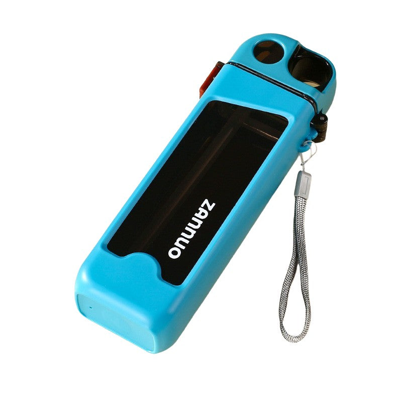 Sticla De Apa Pentru Sport, 350 Ml, Cu Pai Si Capac, 23X7X4.4 Cm, Buton De Blocare, Din Pc, Bleu - vivimall.ro