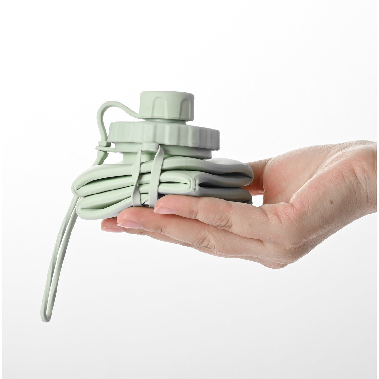 Sticla De Apa Pliabila Din Silicon,Reutilizabila, Rezistenta La Temepreturi Ridiate, Usor De Depozitat Si Carat, 22 X 7.8 Cm, 600 Ml, Verde - vivimall.ro