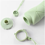 Sticla De Apa Pliabila Din Silicon,Reutilizabila, Rezistenta La Temepreturi Ridiate, Usor De Depozitat Si Carat, 22 X 7.8 Cm, 600 Ml, Verde - vivimall.ro