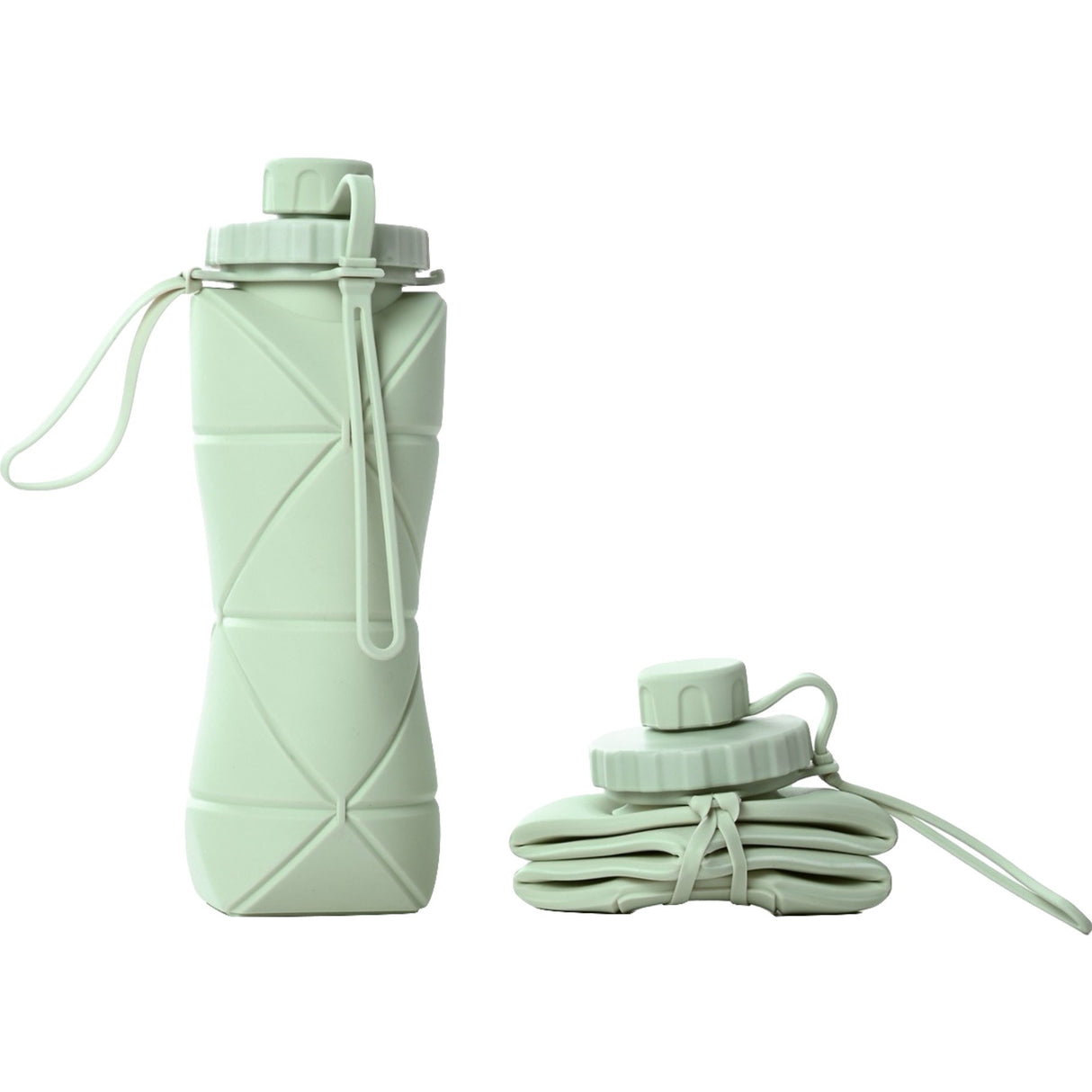 Sticla De Apa Pliabila Din Silicon,Reutilizabila, Rezistenta La Temepreturi Ridiate, Usor De Depozitat Si Carat, 22 X 7.8 Cm, 600 Ml, Verde - vivimall.ro