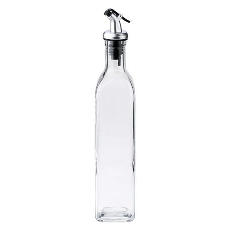 Sticla de Ulei de Masline, Vivimall, Sticla etansa pentru Lichide de Bucatarie, Sticla pentru Uleiuri, Sosuri, Otet, Capac din Inox Dozator, 30 x 6 cm, volum 500 ml, Transparent- - vivimall.ro