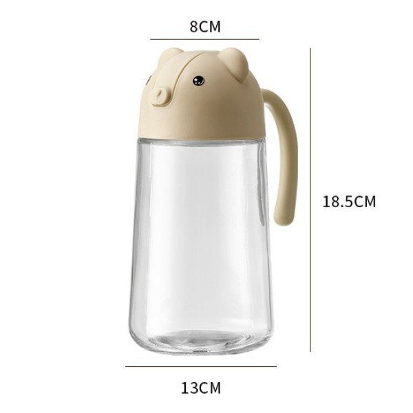 Recipient De Ulei, Model Ursulet, Sticla Pentru Lichide De Bucatarie, Inchidere Deschidere Automata, Volum 630 Ml
