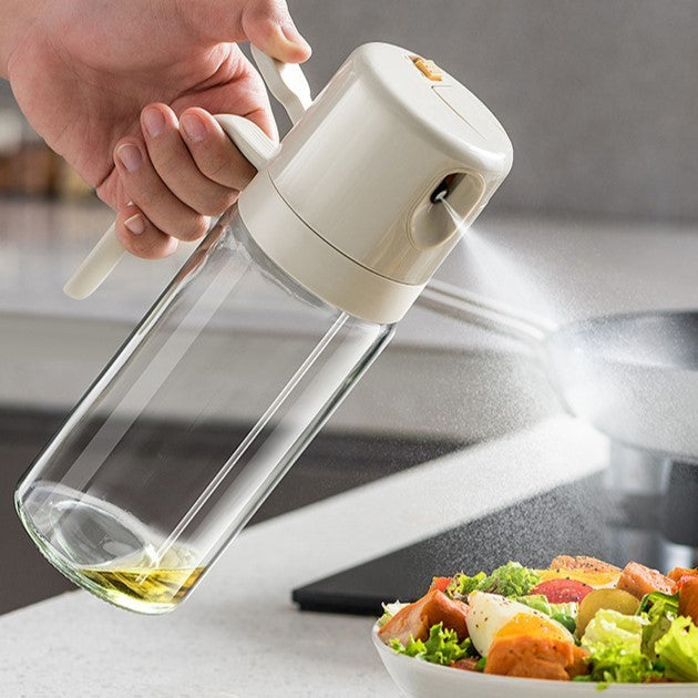 Dispenser Pentru Ulei, Prin Curgere Si Pulverizare, Deschidere Si Inchidere Automata A Rezervorul, 550Ml, 11.4X7.8X22.8Cm, Gri - vivimall.ro