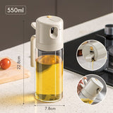 Dispenser Pentru Ulei, Prin Curgere Si Pulverizare, Deschidere Si Inchidere Automata A Rezervorul, 550Ml, 11.4X7.8X22.8Cm, Gri - vivimall.ro