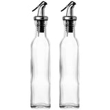Sticle si Borcane de Ulei de Masline, Flippy, Dozator Set 4 Bucati, 2 Sticle cu Dispenser 500 ml/buc, 2 Borcane pentru Condimente cu Capac si Lingura 120ml/buc, Transparent