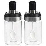 Sticle Si Borcane De Ulei De Masline, Dozator Set 4 Bucati, 2 Sticle Cu Dispenser 500 Ml/Buc, 2 Borcane Pentru Condimente Cu Capac Si Lingura 120Ml/Buc - vivimall.ro