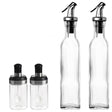 Sticle Si Borcane De Ulei De Masline, Dozator Set 4 Bucati, 2 Sticle Cu Dispenser 500 Ml/Buc, 2 Borcane Pentru Condimente Cu Capac Si Lingura 120Ml/Buc - vivimall.ro