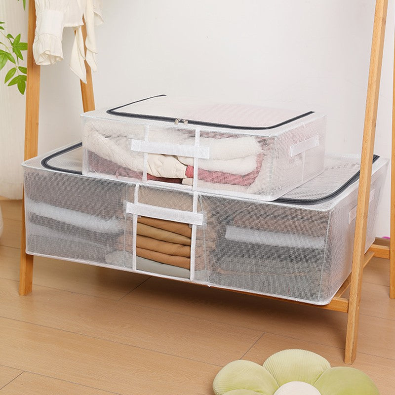 Cutie De Depozitare, Pentru Haine, Incaltaminte, Din Plasa Pvc Impermeabila Si Manere Laterale, Pliabila, Fermoar Bidirectional, A