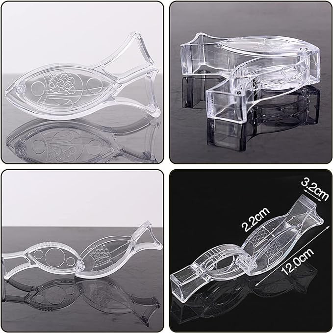 Storcator de Citrice Manual, Vivimall, Rezistente, Usor de Folosit si Depozitat, Durabil, Calitativ, 12x5.2 cm, Model Peste, Transparent - vivimall.ro