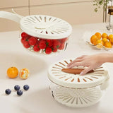 Strecurătoare, 2 În 1, Pentru Fructe Și Legume, Coș De Scurgere Și Cutie De Depozitare, 15,5 x 8,3 cm, Din PP, Cu Mâner Și Capac - vivimall.ro