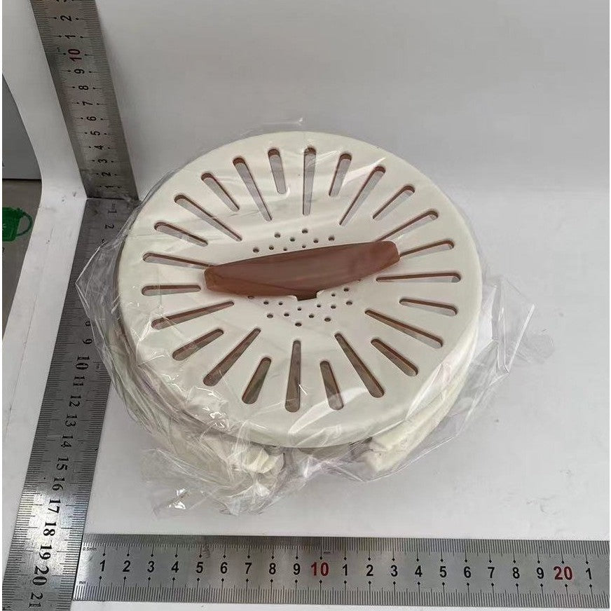 Strecuratoare 2 in 1 pentru Fructe si Legume, Vivimall, Cos de Scurgere si Cutie de Depozitare, 15.5 x 8.3 cm, din PP, cu Maner si Capac, Maro - vivimall.ro