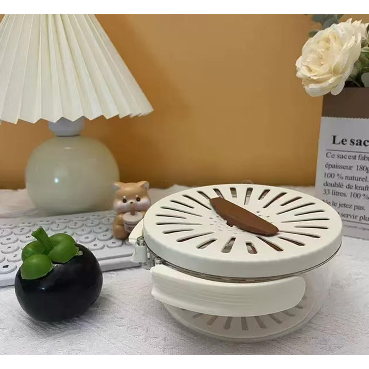 Strecurătoare, 2 În 1, Pentru Fructe Și Legume, Coș De Scurgere Și Cutie De Depozitare, 15,5 x 8,3 cm, Din PP, Cu Mâner Și Capac - vivimall.ro