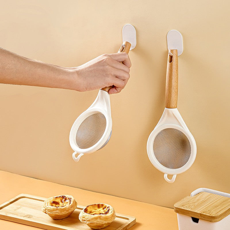 Strecuratoare, Mini Sita Din Inox Silicon Si Lemn, Sita Pentru Bucatarie Pentru Faina, Ceai Si Alte Alimente, 25 X 10 Cm Alb - vivimall.ro