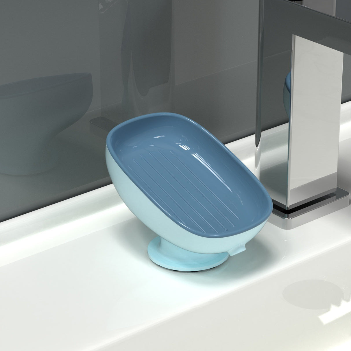 Savoniera Din Plastic, Cu Ventuza, Design Modern - vivimall.ro