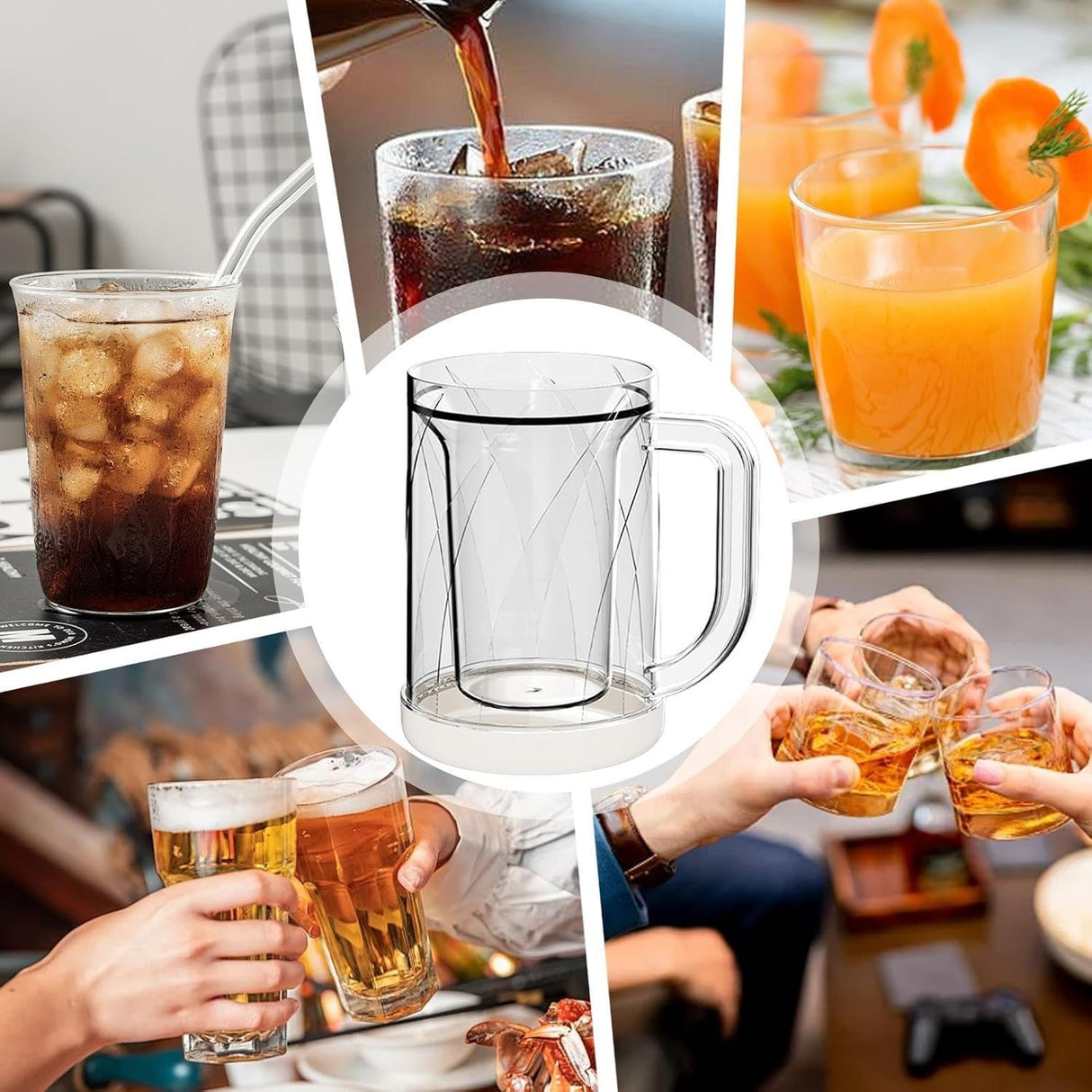Cana Frigorifica Cu Gheata, 14.2 X 10.4 X 14.7 Cm, Plastic, 800 Ml, Transparent - vivimall.ro