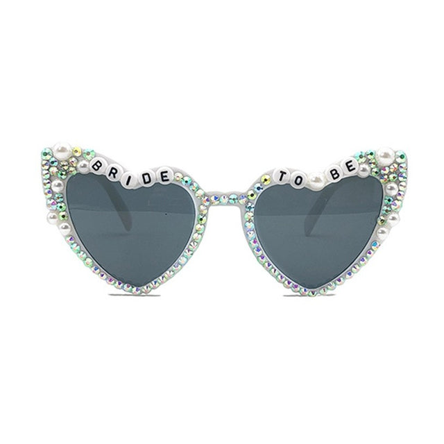 Ochelari Decorativi, Vivimall, Model Bride to Be, cu Perle si Diamante, pentru Nunta, din PC, 15.3 x 5.7 x 14.5 cm, Alb - vivimall.ro