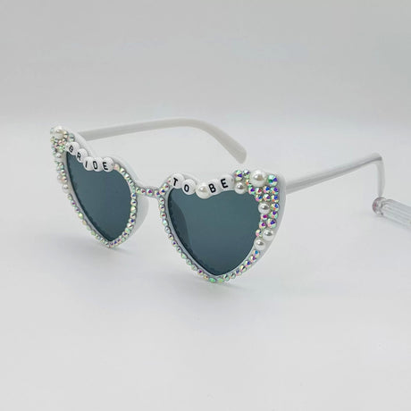 Ochelari Decorativi, Vivimall, Model Bride to Be, cu Perle si Diamante, pentru Nunta, din PC, 15.3 x 5.7 x 14.5 cm, Alb - vivimall.ro
