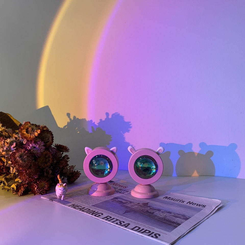 Lampa De Veghe Cu Proiectie Rgb Cu Telecomanda, Lumina Ambientala Pentru Atmosfera Romantica, Iepuras, Roz - vivimall.ro