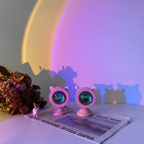 Lampa De Veghe Cu Proiectie Rgb Cu Telecomanda, Lumina Ambientala Pentru Atmosfera Romantica, Iepuras, Roz - vivimall.ro