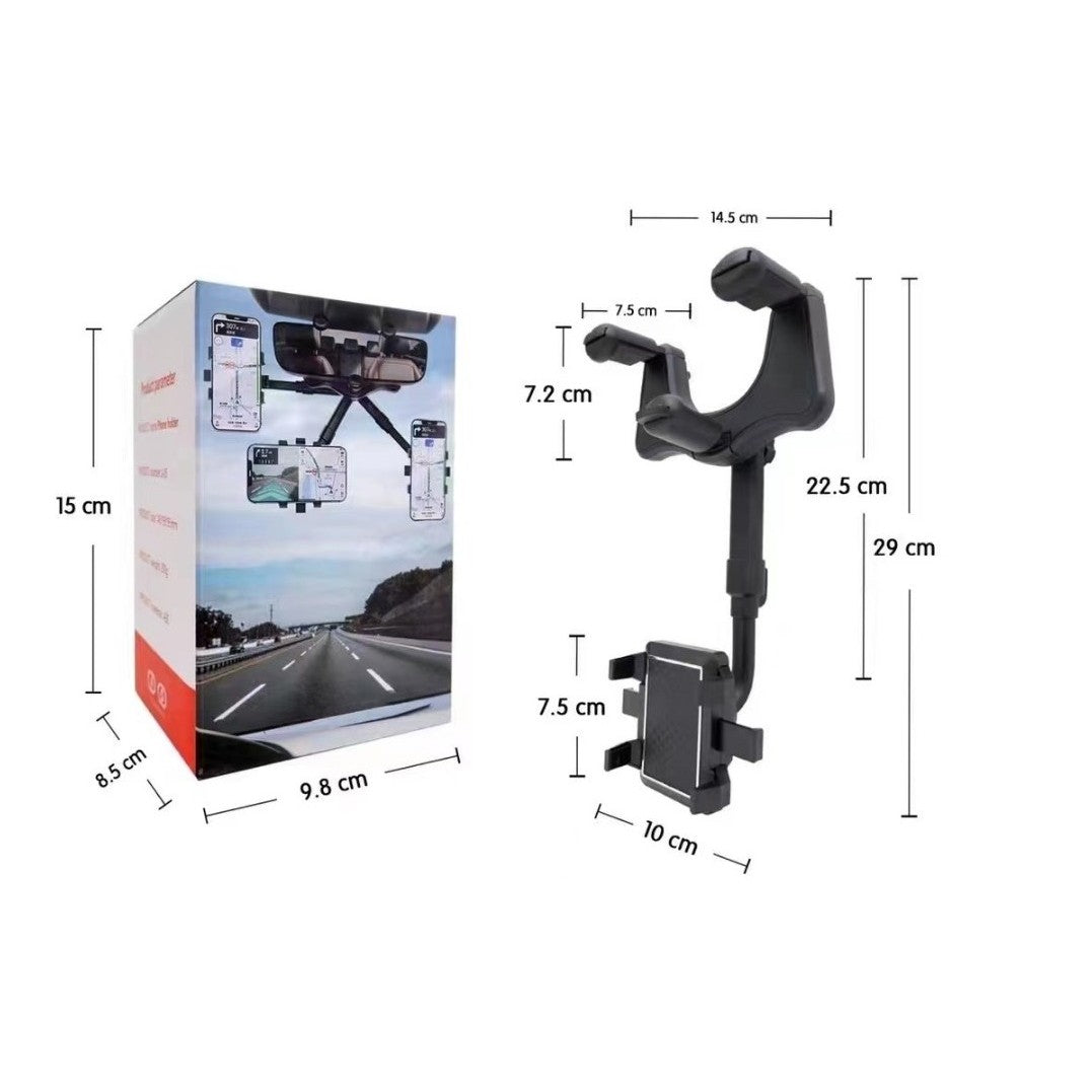 Suport Auto Cu Atasare La Oglinda Retrovizoare, Rotativ 360 De Grade si Retractabil, Multifuncè›Ional, Compatibil Cu Toate Telefoanele Mobile - vivimall.ro