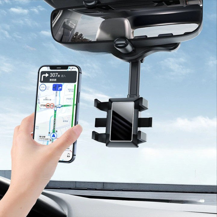 Suport Auto Cu Atasare La Oglinda Retrovizoare, Rotativ 360 De Grade si Retractabil, Multifuncè›Ional, Compatibil Cu Toate Telefoanele Mobile - vivimall.ro