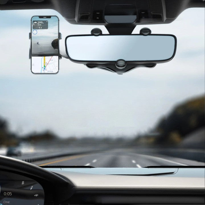 Suport Auto Cu Atasare La Oglinda Retrovizoare, Rotativ 360 De Grade si Retractabil, Multifuncè›Ional, Compatibil Cu Toate Telefoanele Mobile - vivimall.ro