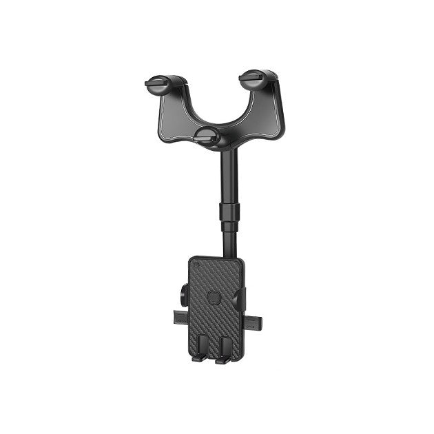 Suport Auto Cu Atasare La Oglinda Retrovizoare, Rotativ 360 De Grade si Retractabil, Multifuncè›Ional, Compatibil Cu Toate Telefoanele Mobile, Finisaj Carbon - vivimall.ro