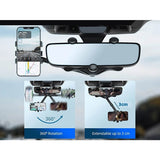 Suport auto Vivimall cu atasare la oglinda retrovizoare, rotativ 360 de grade și retractabil, multifuncțional, compatibil cu toate telefoanele mobile, Finisaj Carbon, Negru - vivimall.ro
