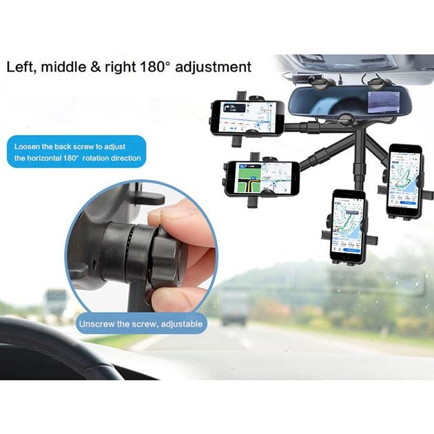 Suport Auto Cu Atasare La Oglinda Retrovizoare, Rotativ 360 De Grade si Retractabil, Multifuncè›Ional, Compatibil Cu Toate Telefoanele Mobile, Finisaj Carbon - vivimall.ro