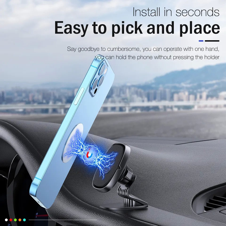 Suport Auto Magnetic 360 Grade Cu Adeziv, 53 Mm, Holder Js - 668, Compatibil Cu Dispozitive Intre 4" - 7", Ajustabil, 6 Magneti Neodymiumâ  Incorporati