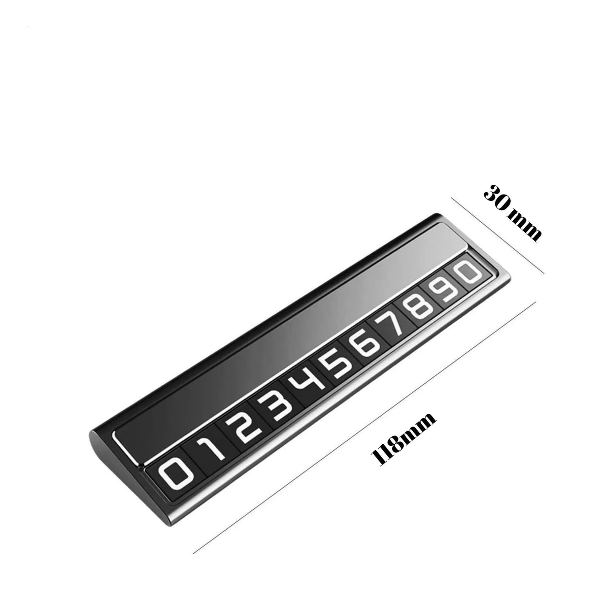 Suport Auto Numar Telefon Parcare, Flippy, Design Metalic cu Capac, Afisaj Ascuns Rabatabil, Cifre Magnetice Fluorescente, 11.8 x 3 x 1 cm, Negru- - vivimall.ro