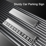 Suport Auto Numar Telefon Parcare, Flippy, Design Metalic cu Capac, Afisaj Ascuns Rabatabil, Cifre Magnetice Fluorescente, 11.8 x 3 x 1 cm, Argintiu 