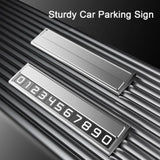 Suport Auto Numar Telefon Parcare, Flippy, Design Metalic cu Capac, Afisaj Ascuns Rabatabil, Cifre Magnetice Fluorescente, 11.8 x 3 x 1 cm, Negru- - vivimall.ro