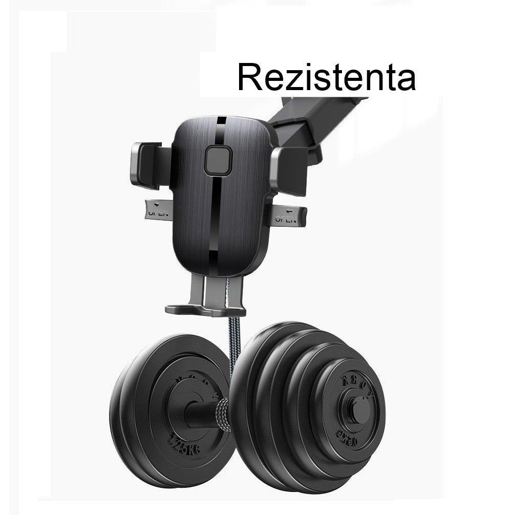 Suport Auto Telefon Flippy, Prindere Grila Ventilatie, Tija Fixare Reglabila, Rotativ 90 grade, Design Modern, Detalii Fine, Material Plastic si Silicon, 11 x  8.5 cm, Model 2, Negru - vivimall.ro