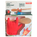 Suport Capac Anti- Varsare, Suport Lingura pentru Oala, Vivimall, Model in Forma de Deget, din Silicon, Rosu - vivimall.ro