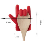 Suport Capac Anti- Varsare, Suport Lingura pentru Oala, Vivimall, Model in Forma de Deget, din Silicon, Rosu - vivimall.ro