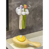 Suport De Baie, Multifunctional, Pentru Periute/Cabluri, Din Pvc, Cu Ventuza, Model Manusa Mickey Mouse, 7 X 6.5 Cm, Alb - vivimall.ro