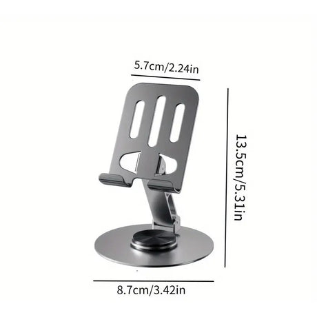 Suport de Birou pentru Telefon sau Tableta, Flippy, din Metal, Pliabil, 5.7 x 13.5 x 8.7 cm, Universal, Gri Metalic - vivimall.ro