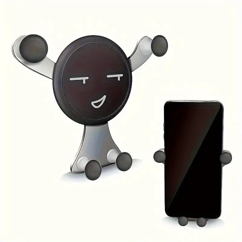 Suport de Telefon, Vivimall, pentru Ventilatie, din ABS si Silicon, 11 x 10 x 4 cm, pentru Telefon 4.0 - 6.0 inch, Model Smiley Face, Argintiu - vivimall.ro