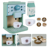 Aparat de Cafea pentru Copii, Flippy, Espressor de Cafea pentru Copii, Jucarie din Lemn, Set Barista din 10 Piese, 15 x 12.2 x 21.5 cm, Verde/Albastru - vivimall.ro