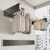 Suport Haine, Depozitare Si Uscare Rufe, Din Aluminiu, Pliabil, Impermeabil, Montare Prin Perforare, 100 Cm - vivimall.ro