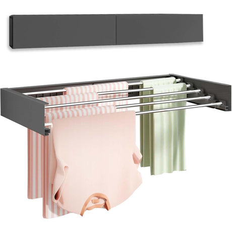 Suport Haine, Depozitare Si Uscare Rufe, Din Aluminiu, Pliabil, Impermeabil, Montare Prin Perforare, 100 Cm - vivimall.ro