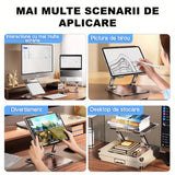 Stand laptop Flippy pliat compact pentru transport, dimensiuni 27.7 x 27.7 x 5 cm, culoare gri