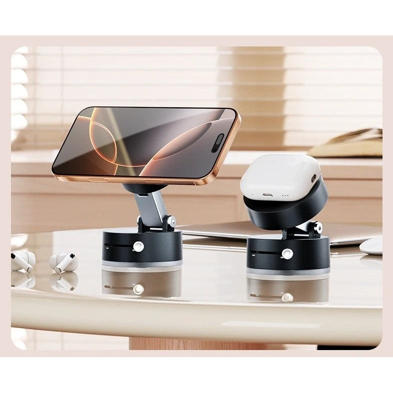 Suport Magnetic Auto pentru Telefon, cu Ventuza, Pliabil si Retractabil, Fixare prin Vid si Magnet, Rotativ 360° - vivimall.ro