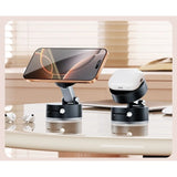 Suport Magnetic Auto pentru Telefon, cu Ventuza, Pliabil si Retractabil, Fixare prin Vid si Magnet, Rotativ 360° - vivimall.ro
