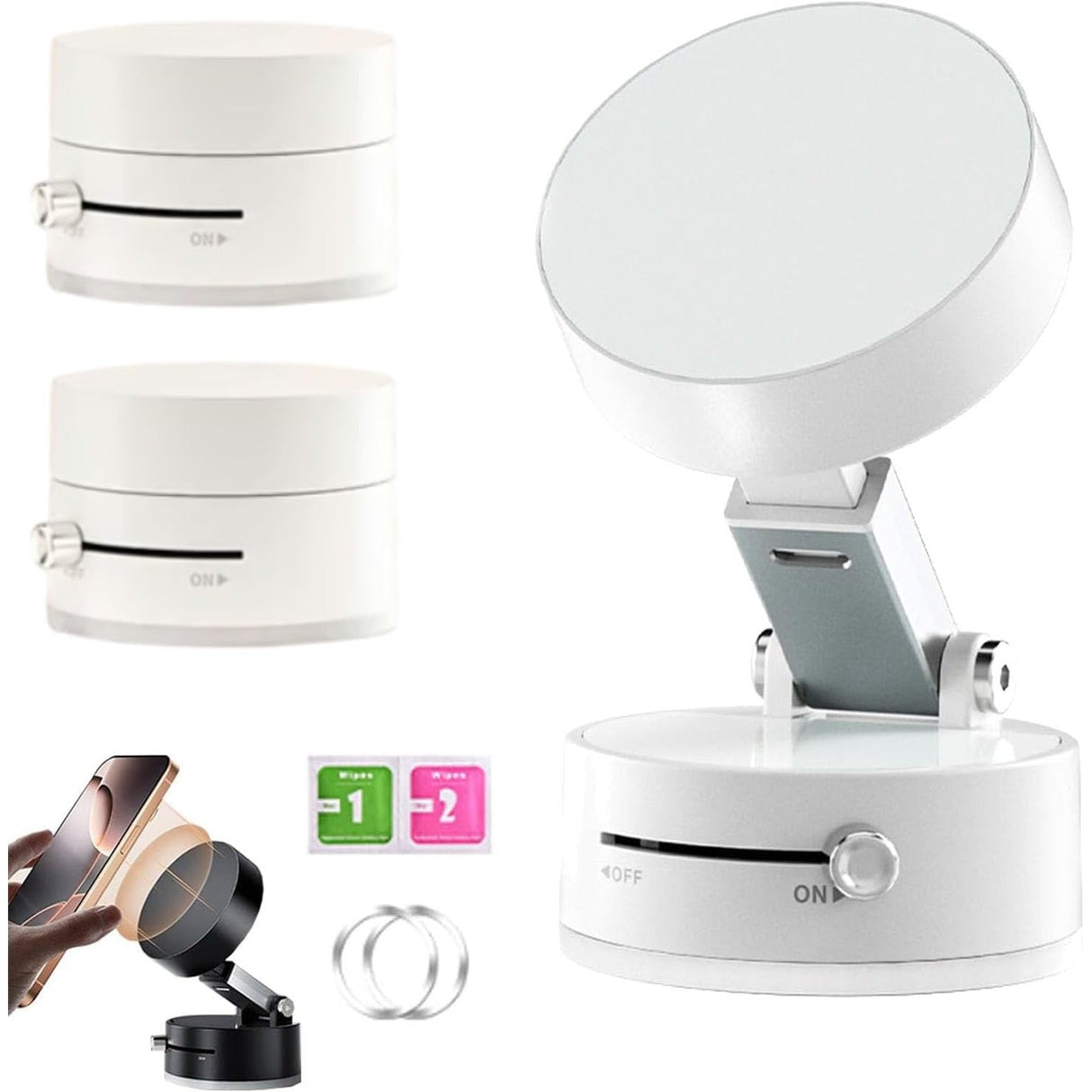 Suport Magnetic Auto pentru Telefon, cu Ventuza, Pliabil si Retractabil, Fixare prin Vid si Magnet, Rotativ 360° - vivimall.ro